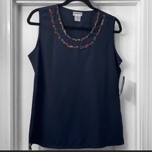 New! BonWorth Navy Sleeveless Blouse